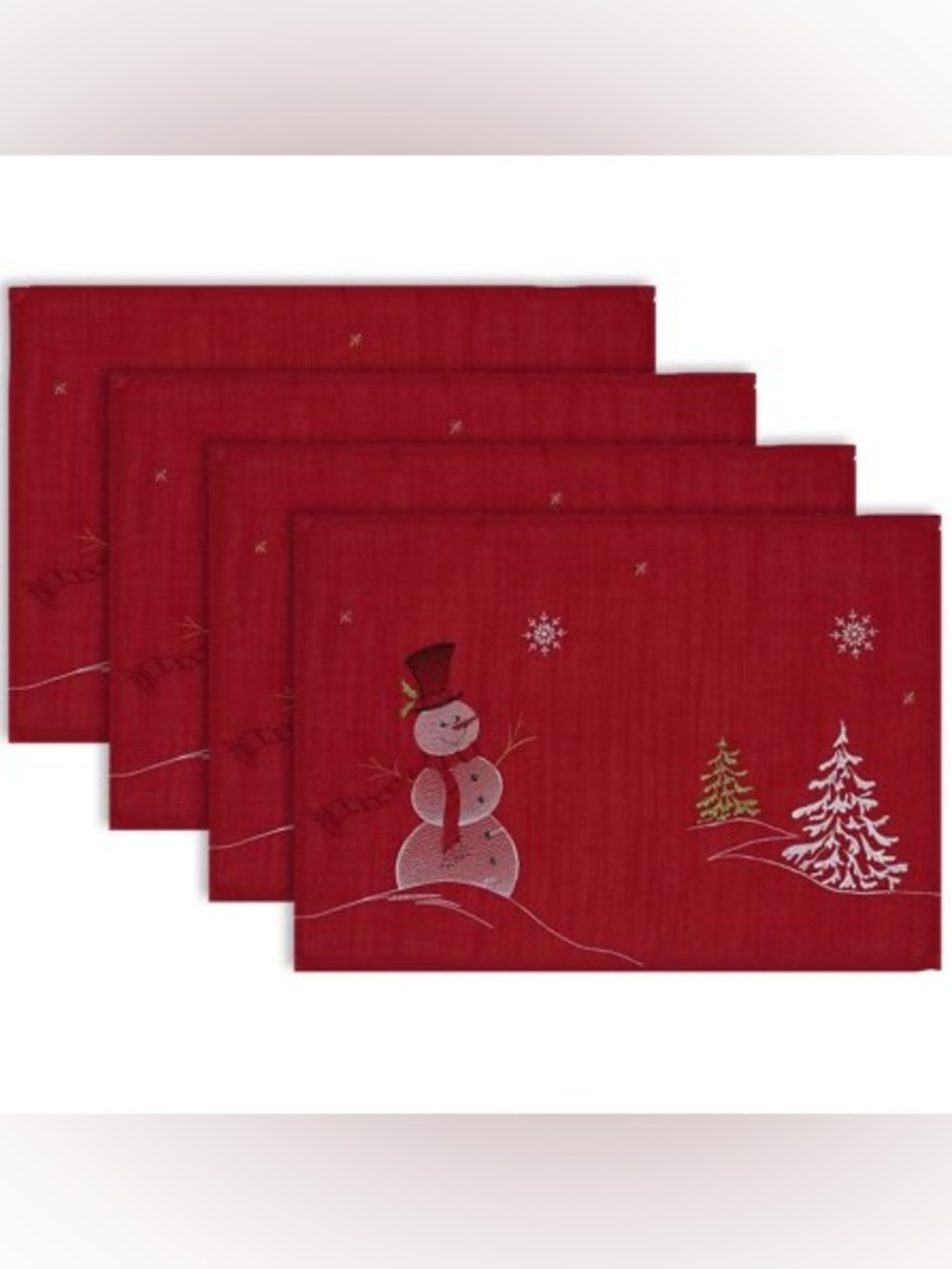Red Holiday Snowman Placemat Set